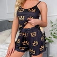 thumbnail image 1 of Ensemble de Pyjama pour Femmes T-shirts Shorts Roses en Forme de Cœur Col Rond T-shirt en Soie Glacée Confortable Décontracté Été, 1 of 5