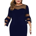 thumbnail image 3 of DYMADE Women Mesh Patchwork Wrap Hip Solid Color Knee Length Dress, 3 of 6