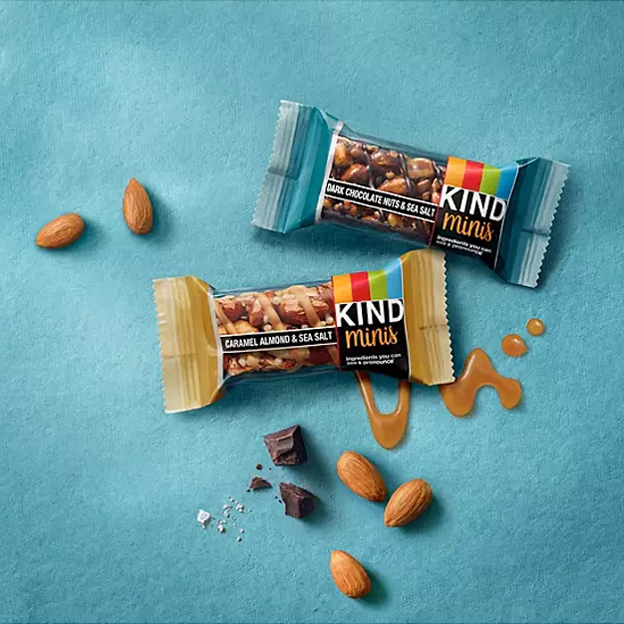 KIND Minis Caramel Almond & Sea Salt Flavored Mini Snack Bar, 0.7 Oz Per Bar, 9 Pack