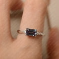 thumbnail image 4 of Lab alexandrite ring, color changling stone ring, emerald cut, June birthstone, sterling silver,, 4 of 4