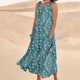 thumbnail image 2 of Vestido de Verano para las Mujeres sin Mangas Lino-Look Impreso Maxi, Suelto Fluido Y Vestido Sexy de Moda para las Mujeres, 2 of 5