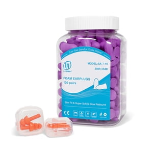LYSIAN Slim Foam Earplugs, 100 Pairs, Purple