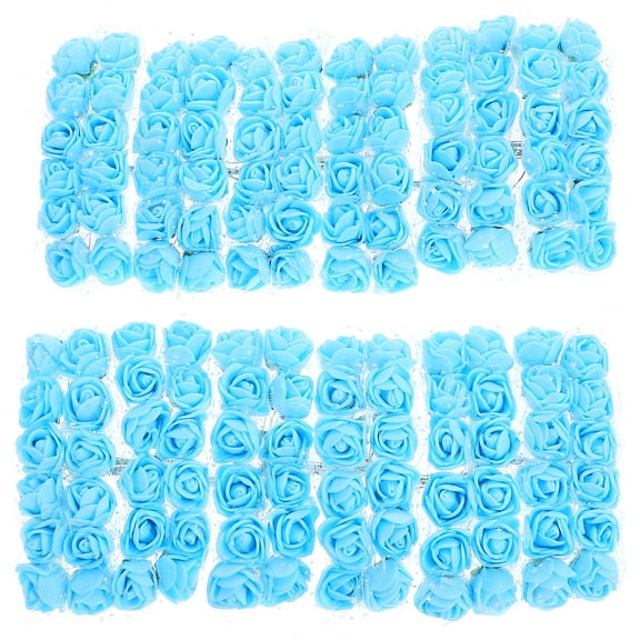 WORGEOUS 144 Pcs Plant Home Decor Mini Roses 2.00X2.00X1.50CM Blue