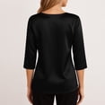 thumbnail image 5 of Bmisegm 3/4 Sleeve Tops For Women V Neck T Shirt Casual Blouse Daily Wear Tops Womens Tops Black_002 S, 5 of 7