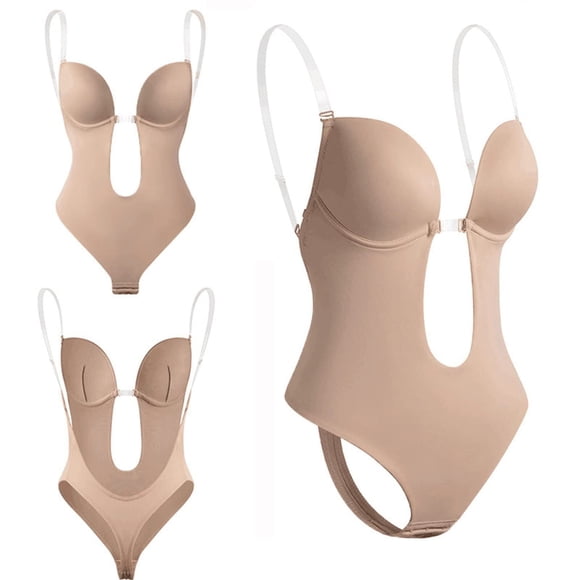 NETSENG Women Plunging Deep V-neck Body Shaper Strapless Backless Bodysuit Shapewear XL 1 Pcs