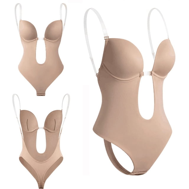 NETSENG Women Plunging Deep V-neck Body Shaper Strapless Backless Bodysuit Shapewear XL 1 Pcs