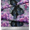 thumbnail image 3 of Soimoi Black Cotton Duck Fabric Leaves & Begonia Floral Print Fabric by Yard 44 Inch Wide, 3 of 3