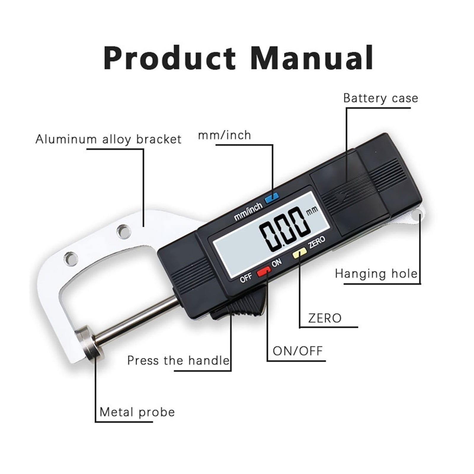 Digital Thickness Gauges Mini Portable Horizontal Electronic Meter Measurement Tool 0-25 Caliper ,Multifunctional