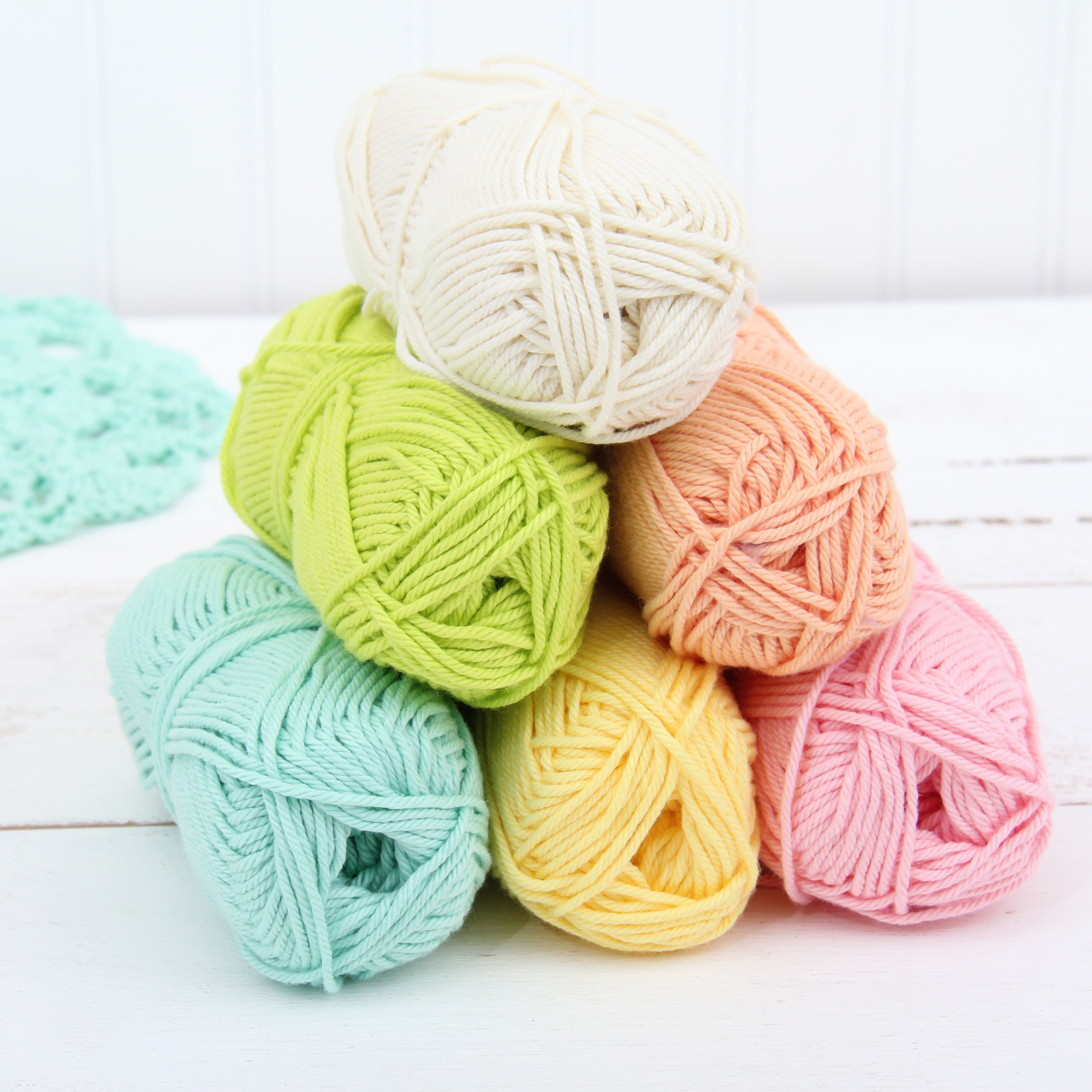 Threadart Crochet 100% Pure Cotton Size 4 Yarn Set | Crayon Colors | Pack of 6 Skeins Each 50 grams | Worsted Medium #4 Yarn | 85 yds per Skein