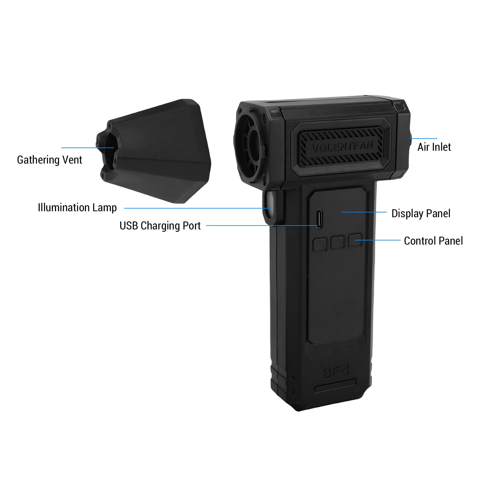 YAHHU Compressed Air Duster 9 Gears Adjustable LED Digital Display Cordless Air Blower 5.91 x 3.03 x 1.5 inches / 150 x 77 x 38mm Electric Duster for Keyboard Car Home Black