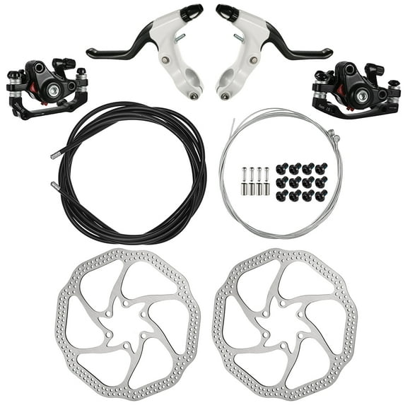 REDLAND Kit Complet de Freins à Disque : 2 Freins, 2 Rotors, 12 Vis, Câble 2.5m, Fils Intérieurs 1.1m & 1.7m, 4 Capuchons, 2 Leviers pour Vélos de Route et VTT