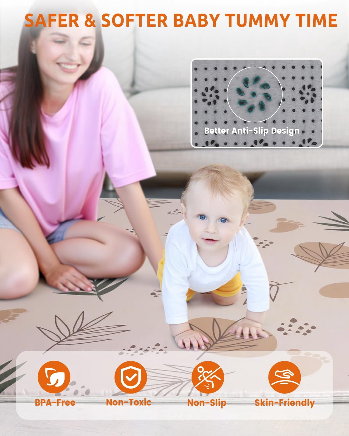 74x50 Playpen Mat Foam Thick, 1 inch Thicker & Waterproof   Mat for Kids Toddlers Infants Floor Crawling, 1" Cushioning Padded Large Playmat for Indoor Outdoor, Gift for Boys Girls,