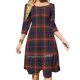 thumbnail image 1 of Vestido acampanado de tartán del clan Fraser de Lovat Vestido de cuello cuadrado Vestido elegante de moda femenina estampado Fraser Fraser de Lovat Lovat, 1 of 6