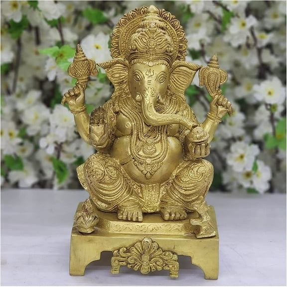 Large Ganesha Statue Brass Ganesha Idol Big Ganesha Figurine Indian God Statue Handmade God Idols Hindu Temple Decor Diwali Puja Decor Good Luck God Ganesha Murti Home Decor - AtoZ India Cart