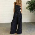 thumbnail image 3 of MSJUHEG Jumpsuits For Women Denim Jumpsuit For Women Floral Prints Straps Wide Leg With Pockets Vintage Jumpsuit Womens Jumpsuit Navy Xl, 3 of 5