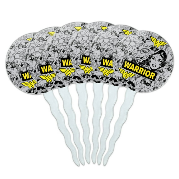 Wonder Woman Warrior Pattern Cupcake Picks Toppers Decoration Set of 6