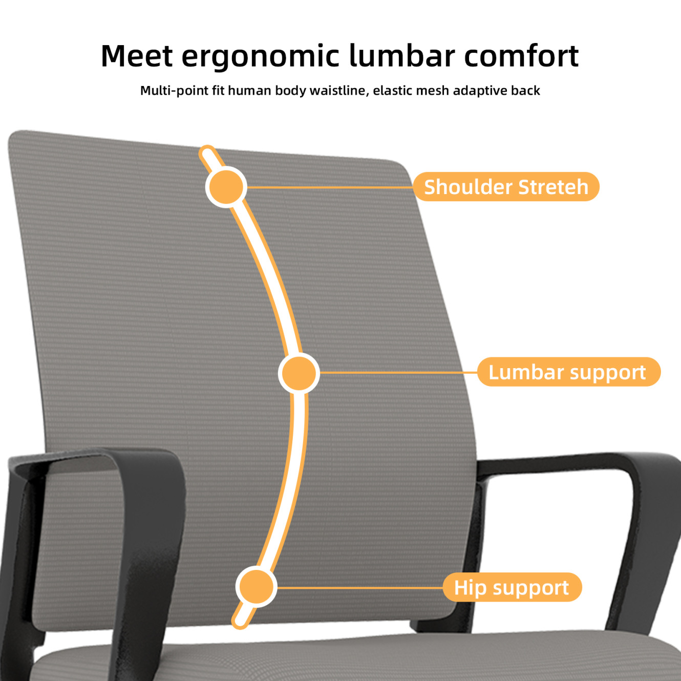 Modern Office Chair No Wheels, Ergonomic Study Chair with Handrail and Steel Legs, Comfy Home Office Desk Chairs with Ultra Thick Cushion, Black+ Gray