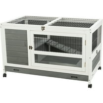 TRIXIE Mobile Indoor 1-Story Wooden Small Animal Cage with Wheels & Pull-Out Tray, Gray