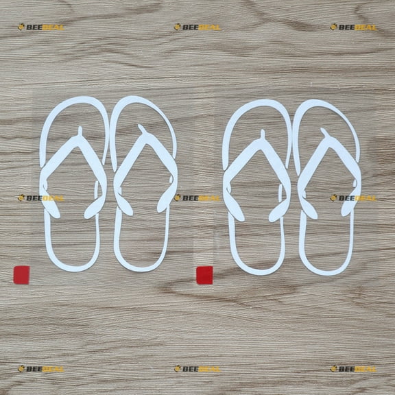 2X White 4 Inches Flip Flop Hawaii Life Decal Vinyl Sticker Car Laptop Window