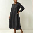 thumbnail image 7 of Lmueinov Dresses for Women Long sleeve Flowy Casual Cotton Linen Dress Lightweight Tunic Dress with Pockets Beach Vacation Sundresses, 7 of 7