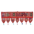 thumbnail image 2 of Stylo Culture Indian Cotton Window Valance Kids Red Ethnic Vintage Embroidered Patchwork Tassels Floral Scarf Curtain Topper Home Decor Traditional Swag Curtain Door Hanging Toran | 38 x 14 Inches, 2 of 4