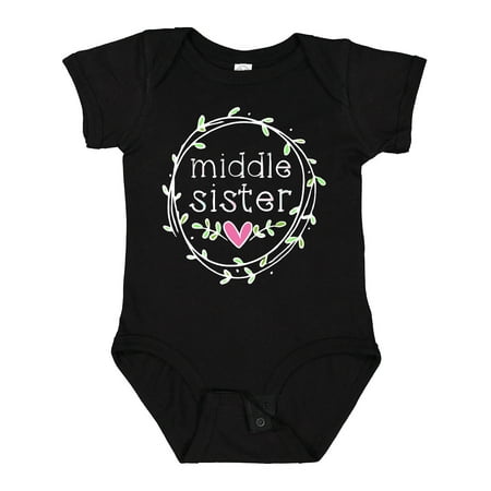 

Inktastic Middle Sister Leaves Circle Heart Girls Baby Bodysuit