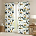thumbnail image 2 of Trucks 30%-50% Blackout Curtains Cartoon Tractor Curtains, Yellow Bulldozer Excavator Curtains & Drapes Cute Construction Vehicles Living Room Curtains, Cute Kawaii Car Window Curtains, 2 of 6