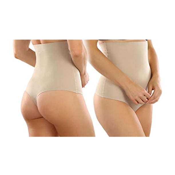 Paquete de 2 Faja Tipo Tanga Sin Costuras Invisibles Tatys Fashion 1 Negra y 1 Nude Talla G Tatys Fashion 90013