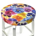 thumbnail image 3 of Fotbe The Garden Tricolor Pansy Flower Stool Covers Round,Waterproof Round Bar Stool Covers Bar Chair Covers Washable Stool Cushion Slipcover for 12-14 Inch Chair-12 inch, 3 of 7