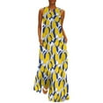 thumbnail image 1 of Robe Citron Aquarelle Été Rayures Bleues et Blanches Mode Coréenne Bohemia Longues Robes Design Moderne Maxi Grande Taille, 1 of 5