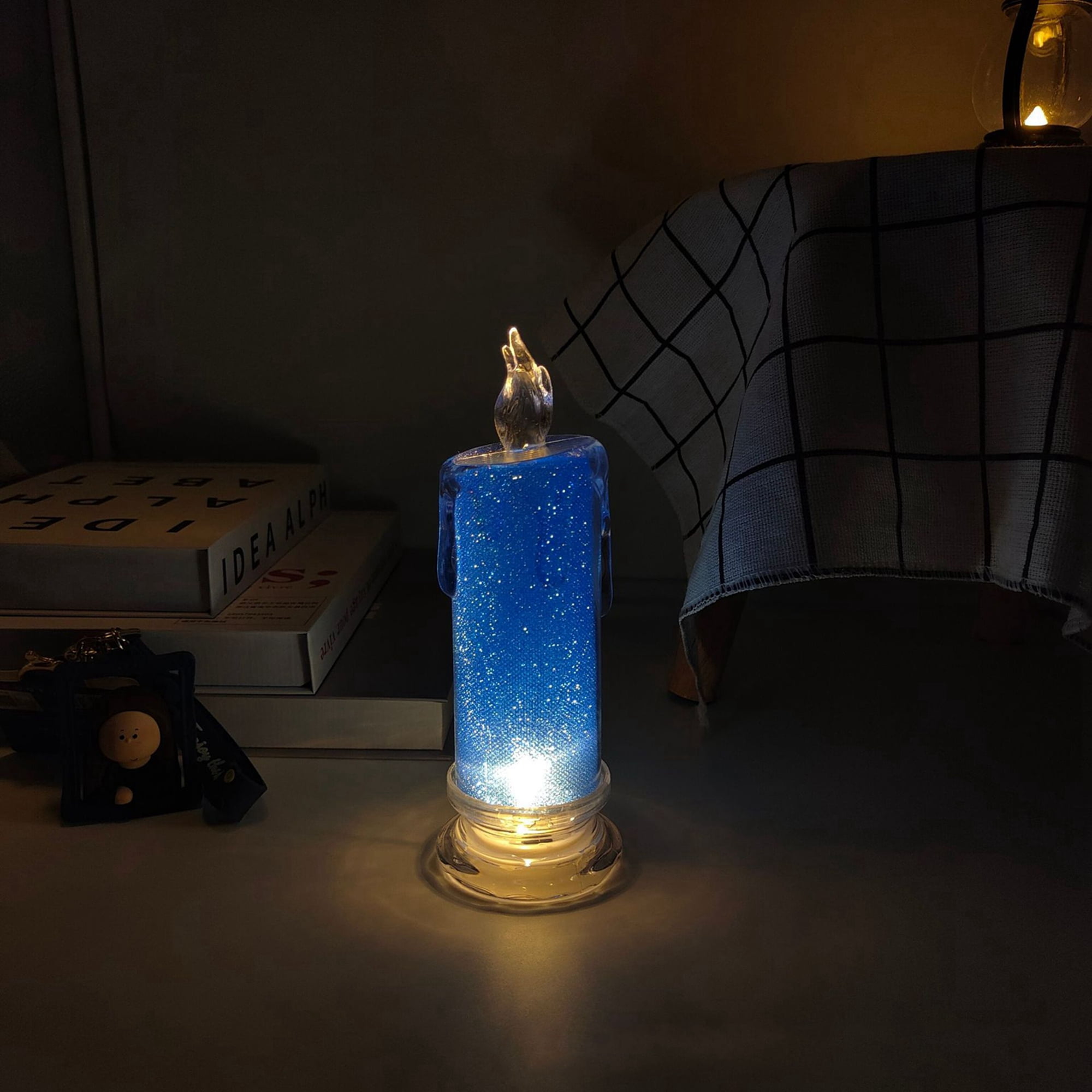 Candles Shape LED Light Rotating Glitter Flameless Candle Warmer Lamp For Bedroom