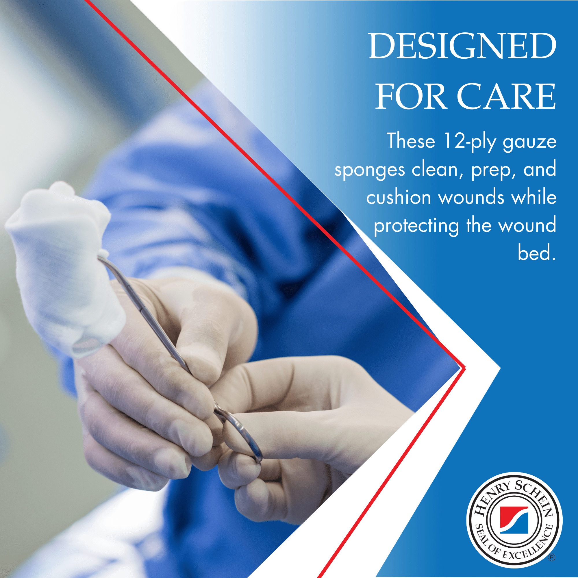 Henry Schein 100% Cotton Woven All-Gauze Sponge 3x3" 12 Ply Non-Sterile Square for Wound Dressing Gauze Sponge-Pads for Wound Care & Home First Aid Kits, Pack of 4