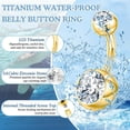 thumbnail image 3 of Titanium Belly Button Rings, 14G Belly Button Piercing 14mm 12mm 10mm 8mm Short Long Belly Ring Cubic Zirconia Internally Threaded Navel Piercing Jewelry for Women Men (Gold, 14g-10mm), 3 of 8