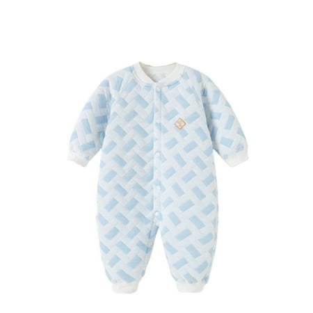 

Pejock Baby Onesie Warm Jumpsuit Fall Three-Layer Quilted Hoodie Winter Cold-Proof Outdoor Clothing For One To Three Years Old