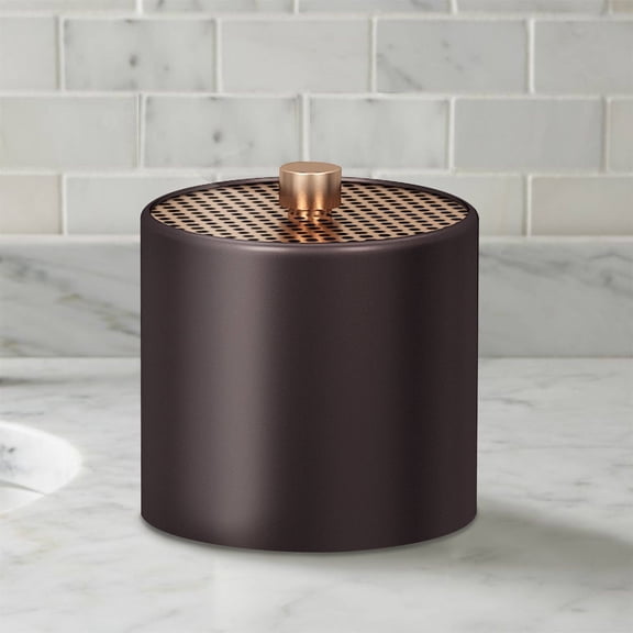 Selma Stainless Steel Vanity Jar | Stylish Storage for Cotton Swabs,Sponges & Bath Salts | Decorative Canister for Bathroom,Bedroom | Copper & Oil Rubbed Bronze Finish
