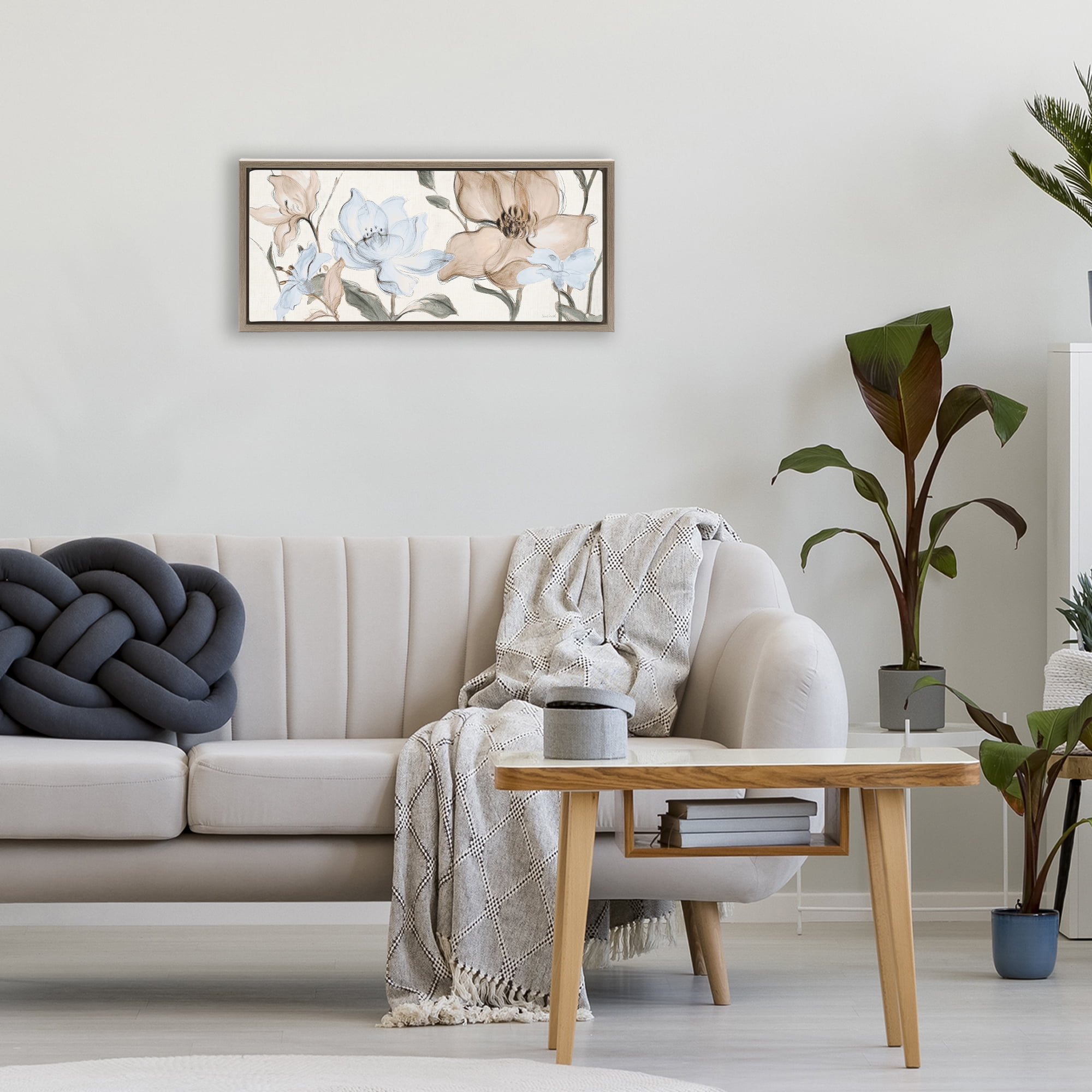 Stupell Industries Soft Whispering Florals Brown Framed Floater Canvas Wall Art, design by Lanie Loreth