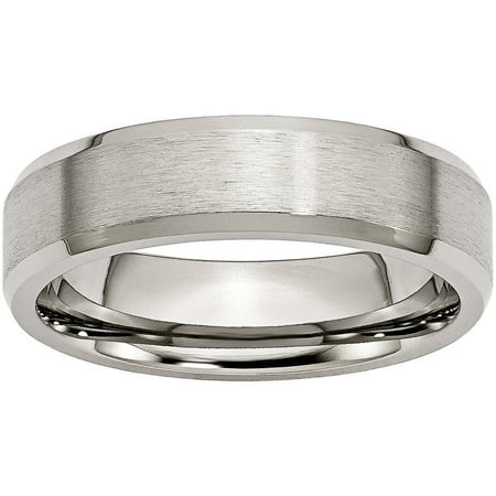 Primal Steel Titanium Beveled Edge 6mm Brushed and Polished Band