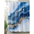 thumbnail image 2 of Abstract Marble Texture Shower Curtain, Waves Gradient Blue Gold Art Waterproof Shower Curtain Set with 12 Hooks Lightweight Washable Fabric Shower Curtains for Bathroom 72x72 Inches, 2 of 6