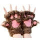 thumbnail image 4 of Guantes de garra de gato Guantes de invierno con dibujos de gatos para niñas Guantes de medio dedo con forma de pata de oso esponjosos y gruesos, 4 of 4