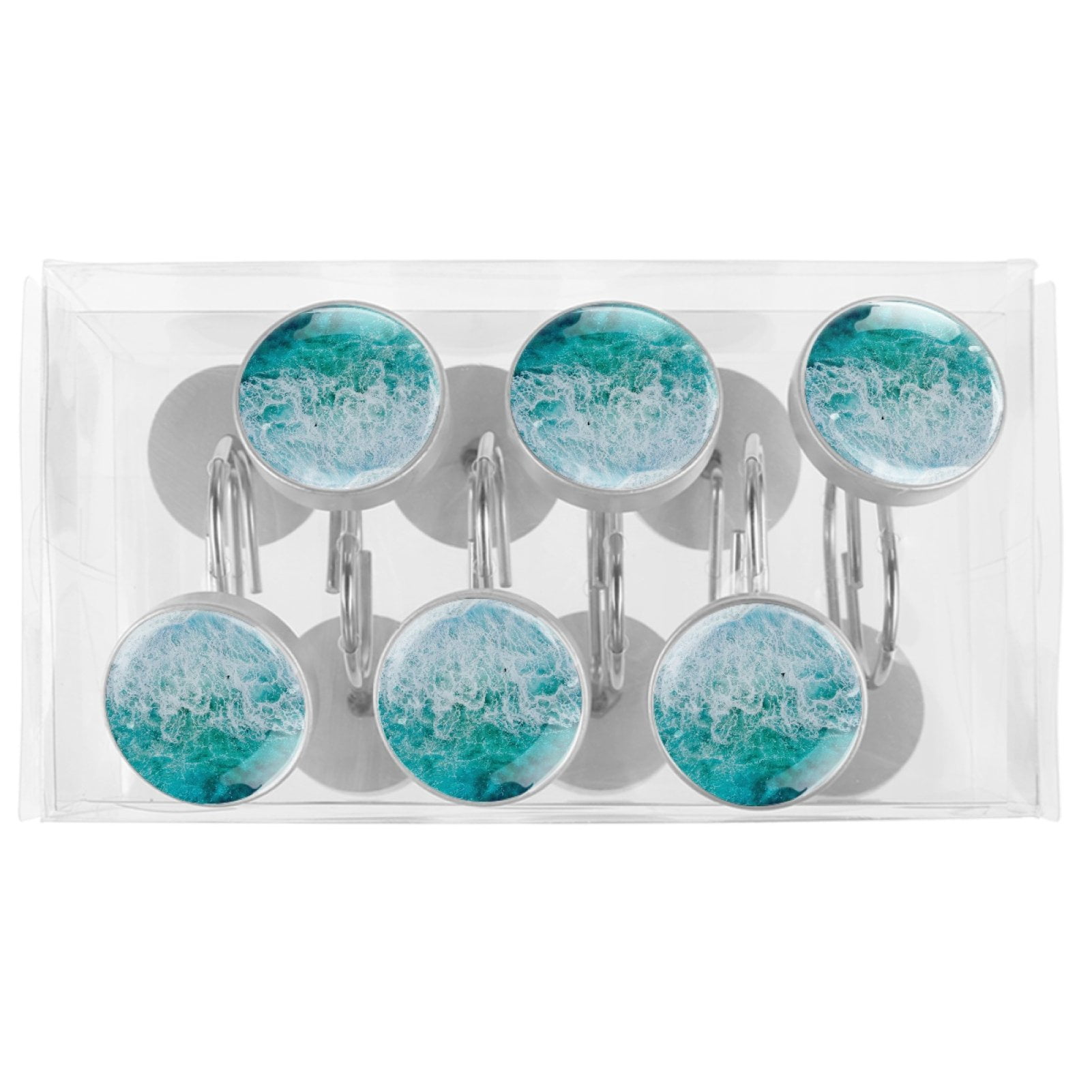 HemaKayy 12 Pcs Decorative Shower Curtain Hooks - Stainless Steel Rings for Bathroom Décor - Easy Glide & Secure Hold - Perfect Decoration for Bathroom Shower Rods - Sea Ocean Seaside