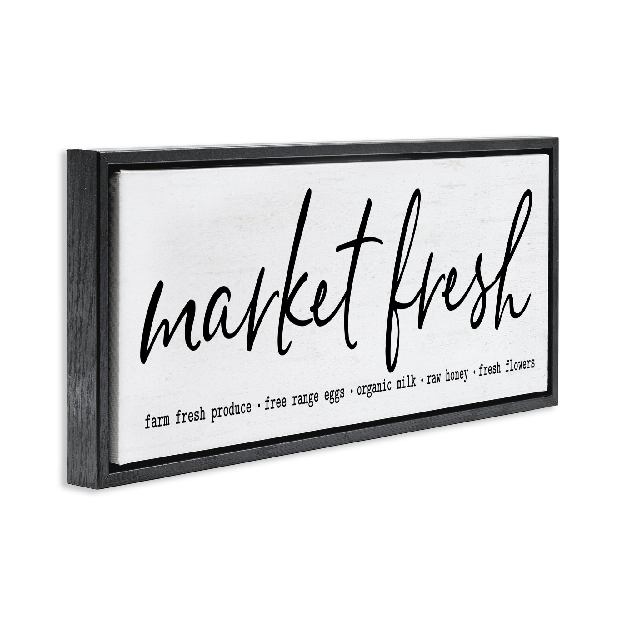 Market Fresh Organic Black Framed Floater Canvas Wall Art, design by Lettered and Lined