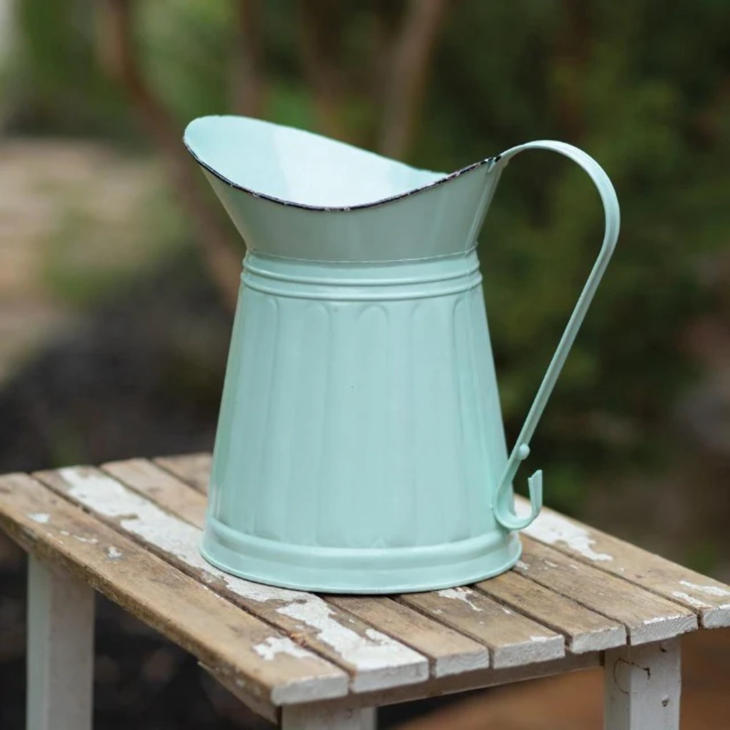 Colonial Tin Works 530042 CTW Metal Milk Pitcher Rustic Farmhouse Decor, Steel, 12-inch Height, one size, Galvanized Silver
