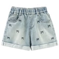 thumbnail image 4 of Shorts for Girls 9-10 Jean Shorts for Girls Y2k Baggy High Elastic Waisted Cute Bow Embroidery Summer Teens Denim Shorts 13-16Y, 4 of 4