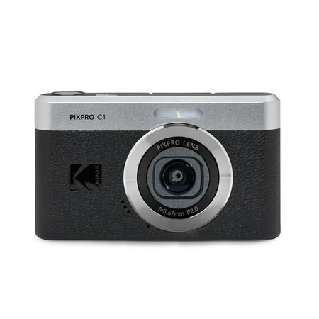 Kodak PIXPRO C1 Digital Camera with 180 Degree Flip Screen - 4X Optical Zoom - 13MP Sensor - Compact Point and Shoot Camera - 1080P Full HD Video for Travel and Vlogging (Black Color)