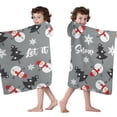 thumbnail image 4 of Gray Christmas Snowman Pattern Hooded Bath Towel，50"x30" for Ages 3 To 12 Kids, Quick Dry Lightweight Soft Microfiber Hood Beach Towel Cover Up for Kids, 4 of 7