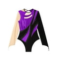 thumbnail image 5 of TSSOE Women Gymnastics Leotard Long Sleeve Rhinestone Dance Bodysuit Tops Sparkle Ballet Dancewear Purple M, 5 of 7
