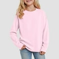 thumbnail image 2 of Ulanda Girls Oversized Long Sleeve Shirts Kids Fashion Crewneck Tunic Tops Curved Hem Tees 7-14 Years (Pink, 7-8 Years), 2 of 5