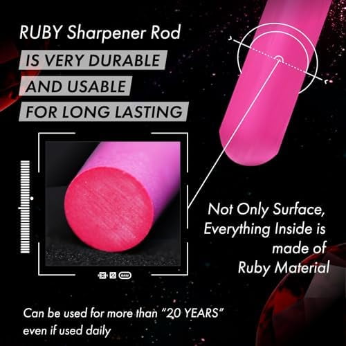 Ruby Sharpener Rod: Durable Knife Sharpener, Harder Than Steel Honing Rod, Japan Product