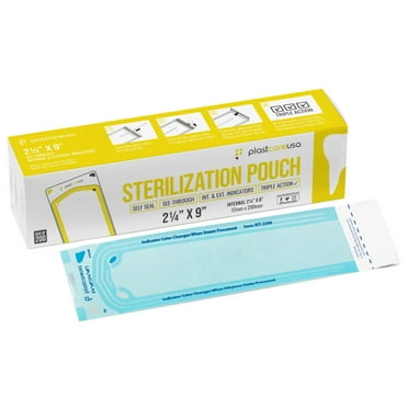 200 2.25" X 9" Self Seal Sterilization Pouches for Cleaning Tools & Autoclave & Autoclave