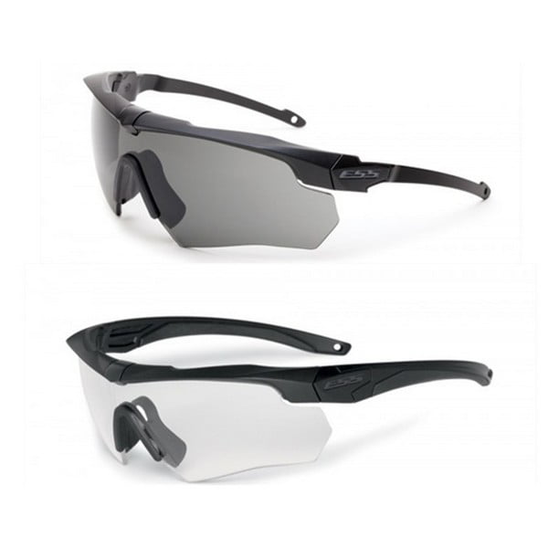 ESS Crossbow Suppressor Safety Glasses 2X Kit Black Clear Smoke Gray Lens 